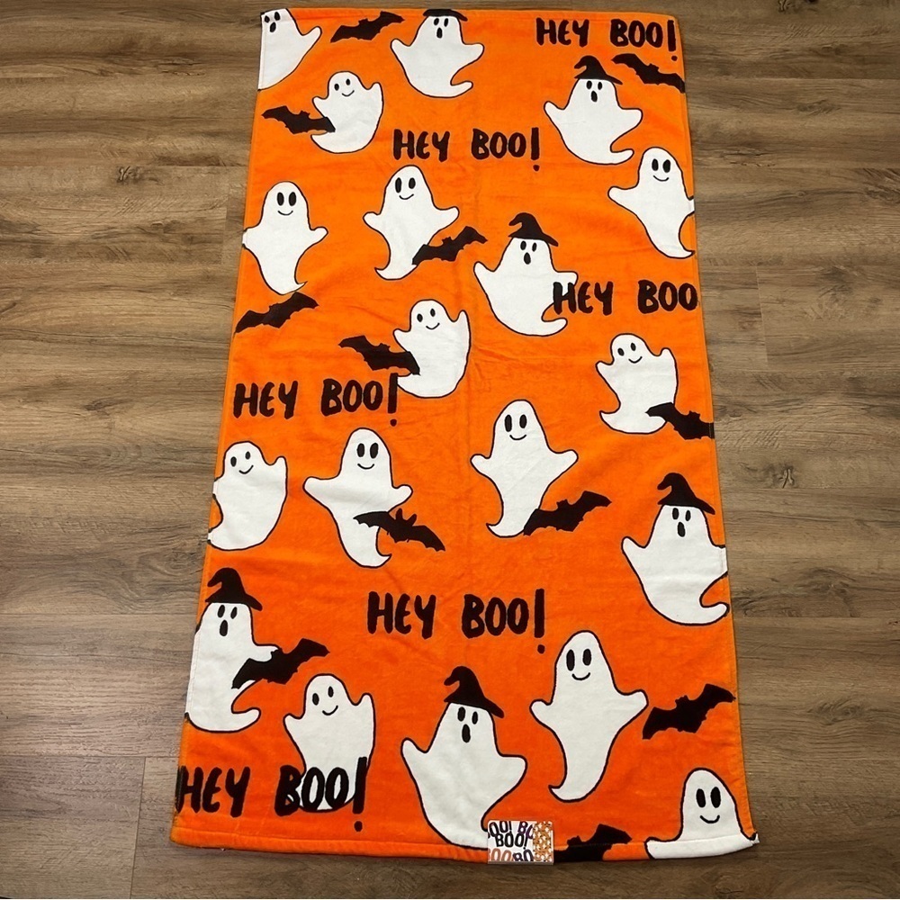 Halloween Towel Ghost Bathroom Boo OEKO-TEX Orange Black White Soft 28” W x 53”L